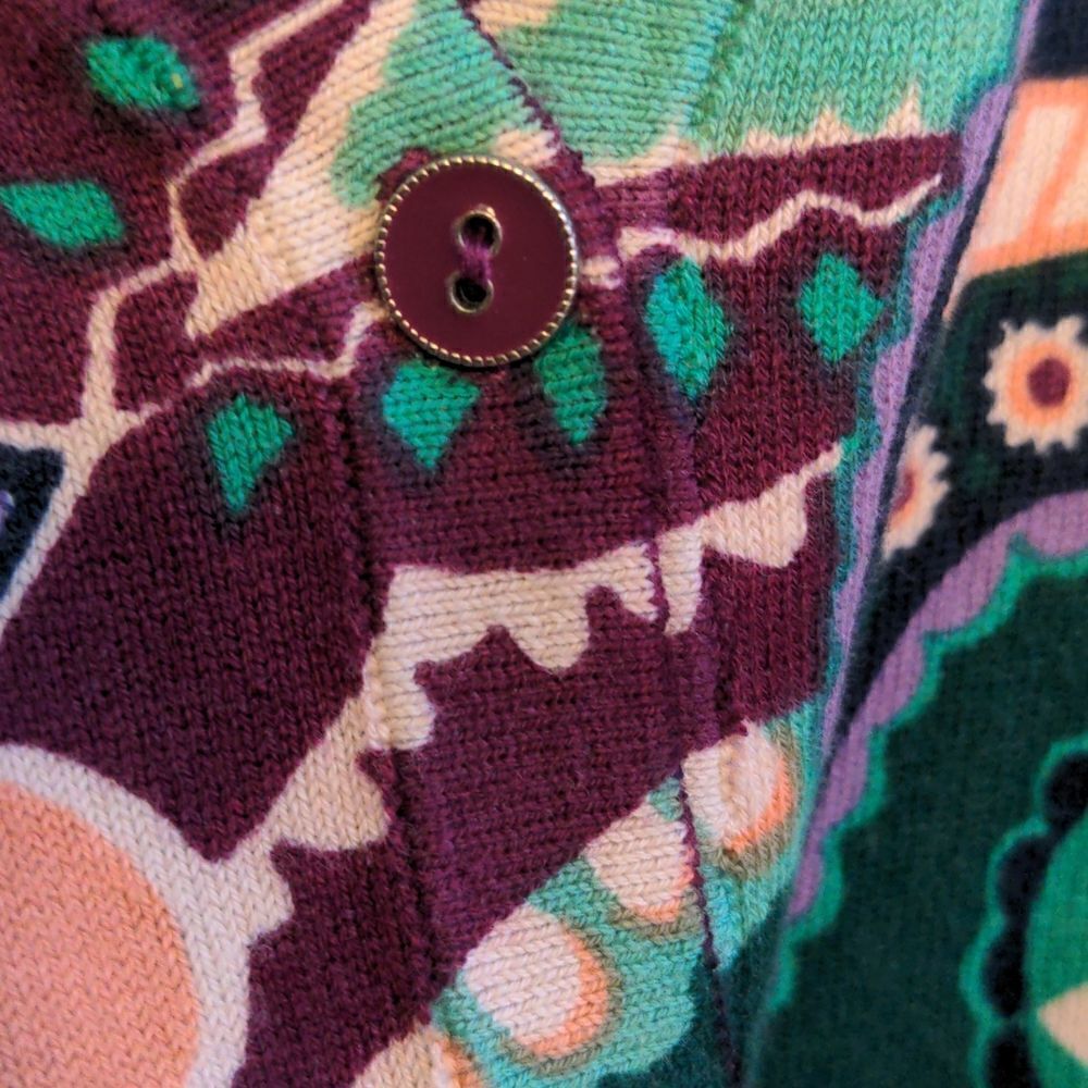 Isaac Mizrahi Live! Purple Paisley Cardigan Sweater 3/4 Length Sleeves, Sz S - Picture 8 of 11